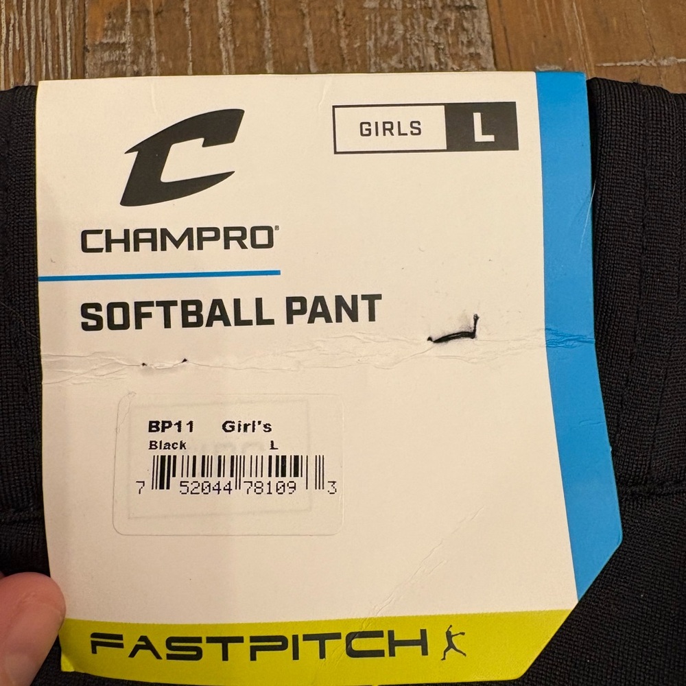 Girlies black softball pants. NWT